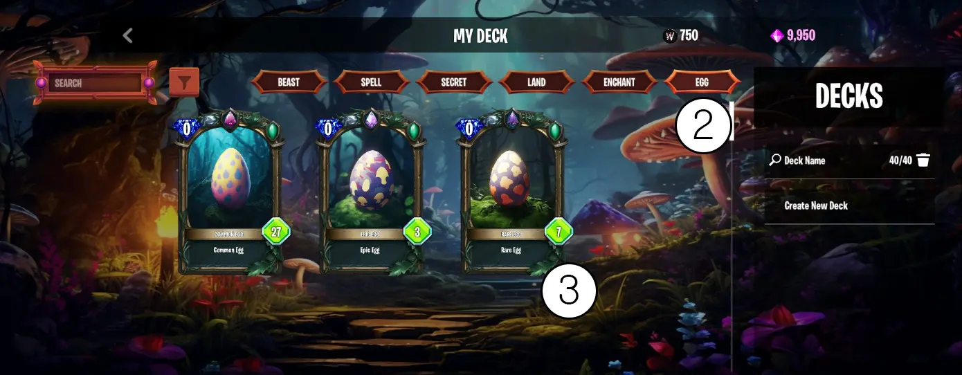 image of my deck menu for guide for hatch egg