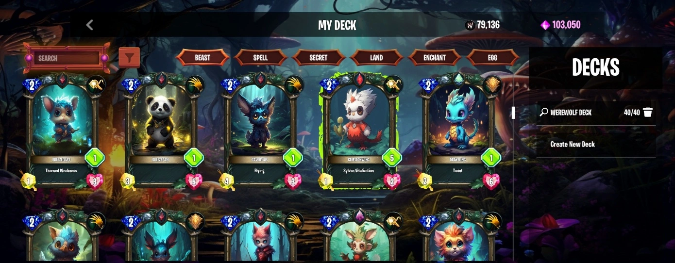 image of my deck menu for guide for evolve